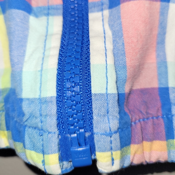 🦛 Vintage Gymboree Hippos and Blues Cotton Plaid Hooded Jacket Baby Boys 6-12 - Picture 6 of 8